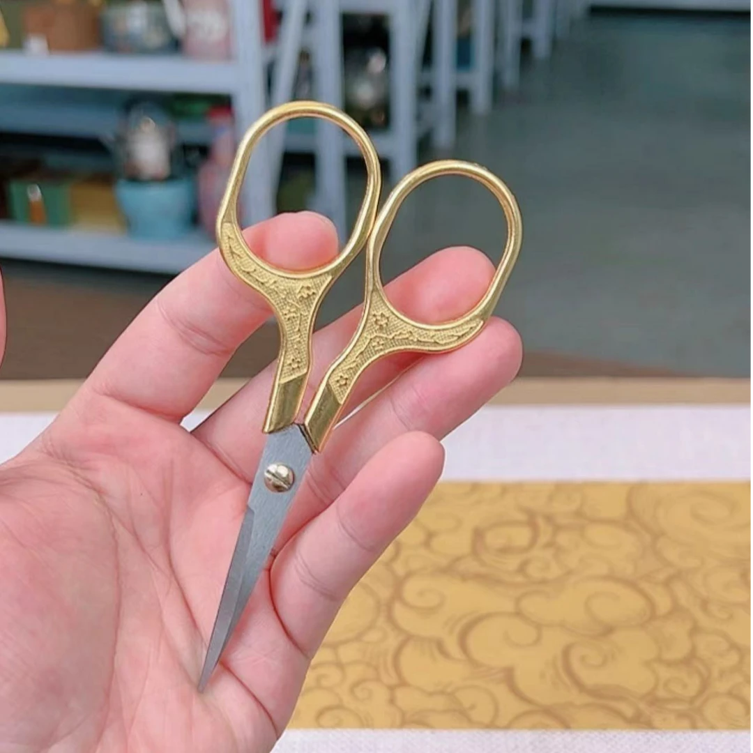 复古精致小剪刀合金手工十字绣剪锋利薄刀口（金色）