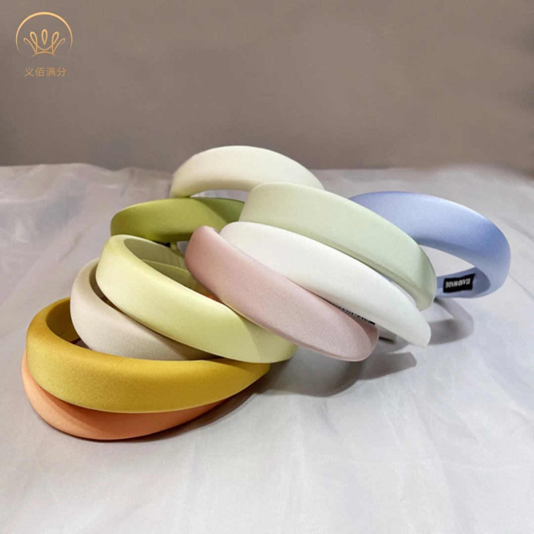 义佰满分2件法式缎面海绵发箍百搭气质简约显脸小宽边彩色头箍