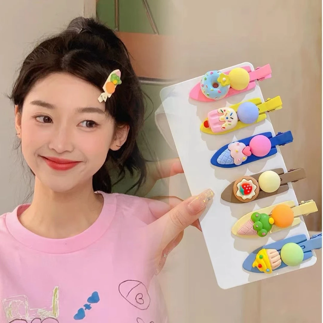 义佰满分 亚克力发饰 2个蛋糕冰激凌无痕发夹化妆小夹子边夹