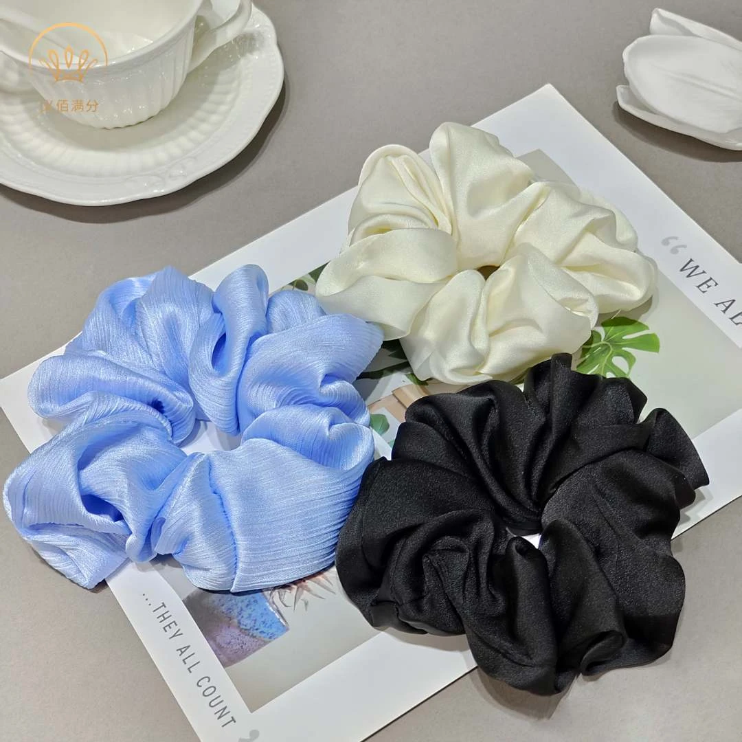 义佰满分 非金属发饰 大号法式缎面大肠高级感纯色马尾发圈发绳