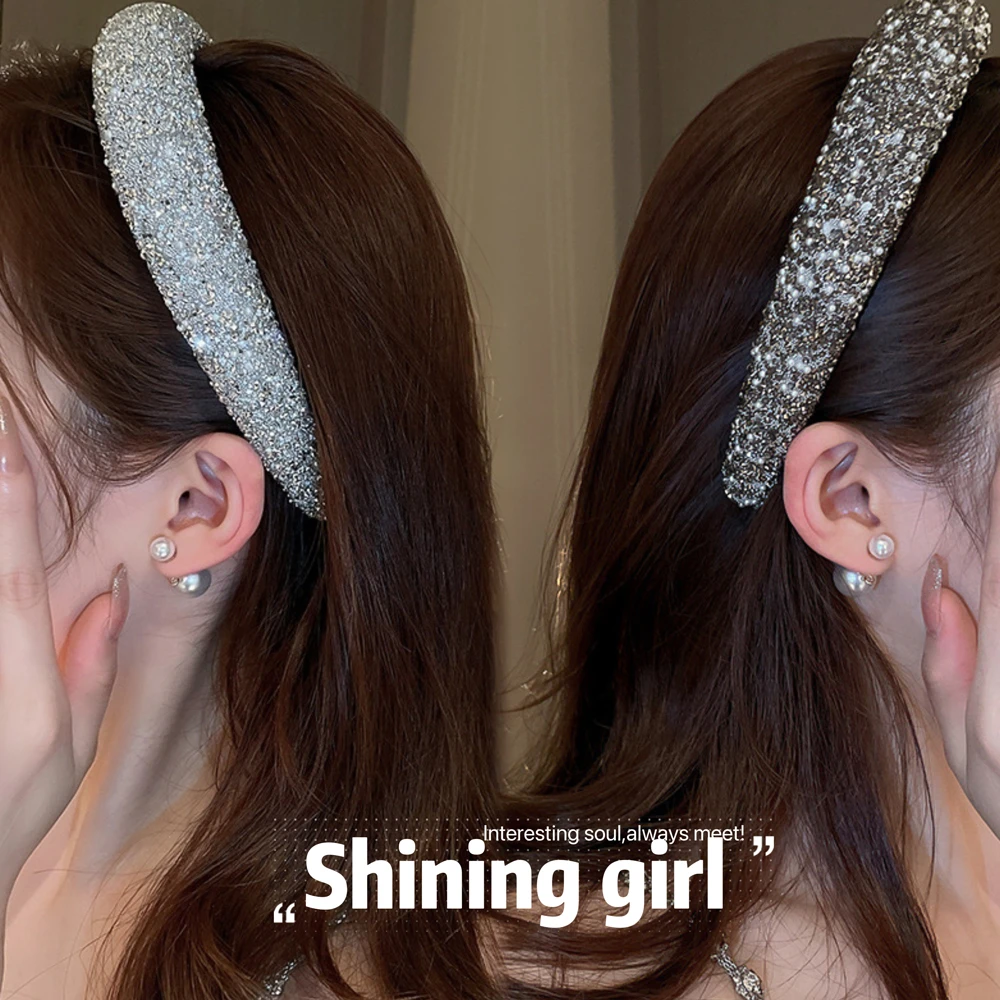 义佰满分法式轻奢满钻发箍超闪高级感镶钻气质高颅顶百搭宽边头箍