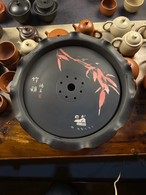 福利荷叶茶盘纯手工