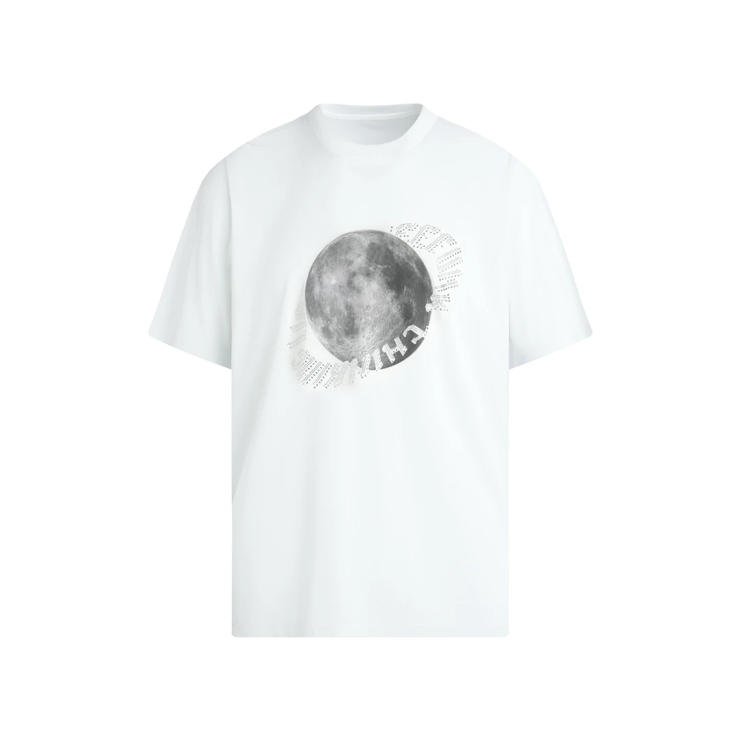 「天丝桑蚕丝」定制面料 柔软舒适烫钻印花圆领短袖 2483