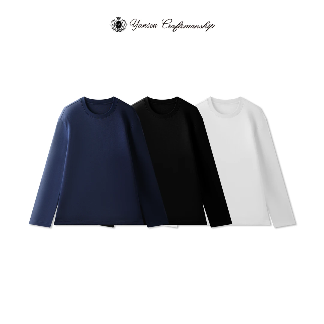 【黑标】莱赛尔300G加厚纯色柔软舒适极简圆领打底衫男女长袖 JH016