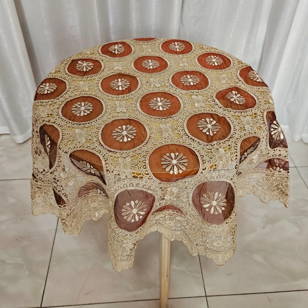 欧式餐桌布盖巾椭圆形圆桌布水溶蕾丝镂空桌布茶几布酒店家用