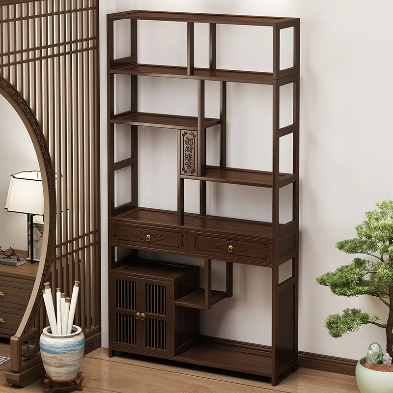 新中式博古架多功能收纳置物架子客厅茶柜茶架茶叶展示柜茶具摆放