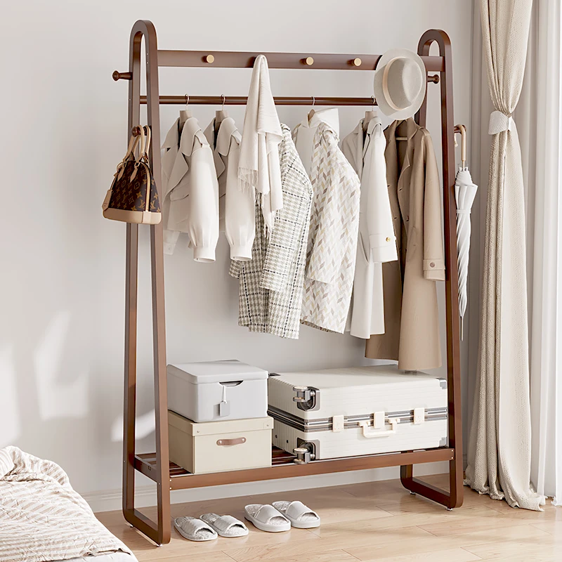 WAWJ简约北欧落地卧室衣帽架可移动收纳现代置物架家用收纳挂衣架