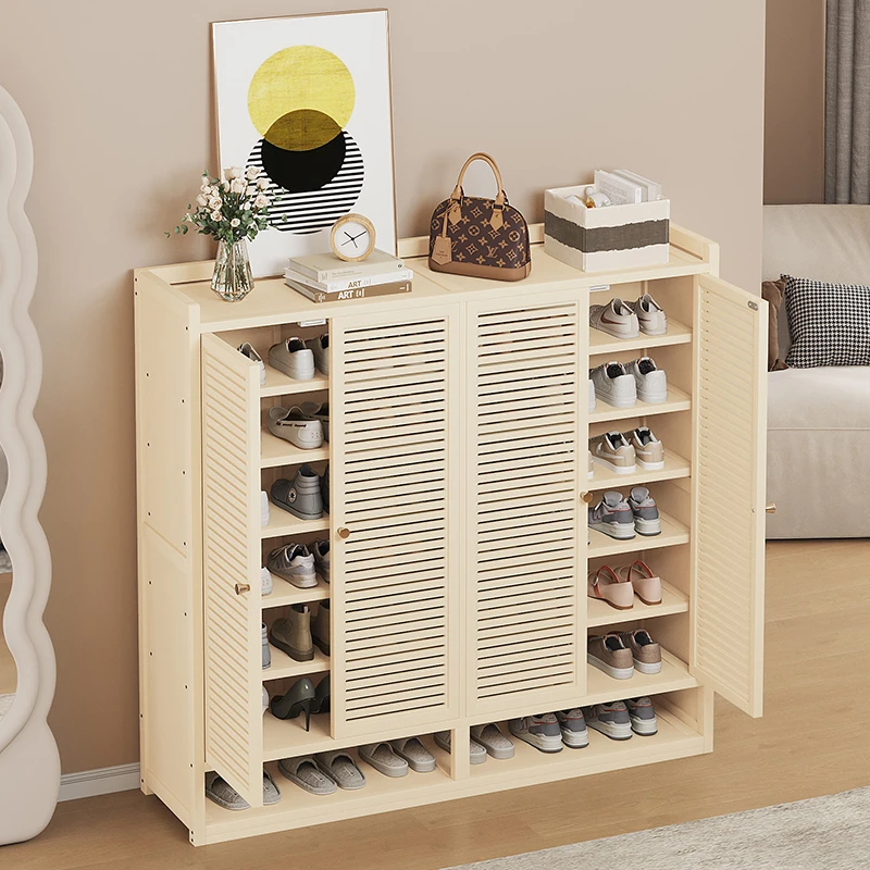 简约大容量玄关鞋柜新中式客厅家用阳台防尘简易置物架经济型带门