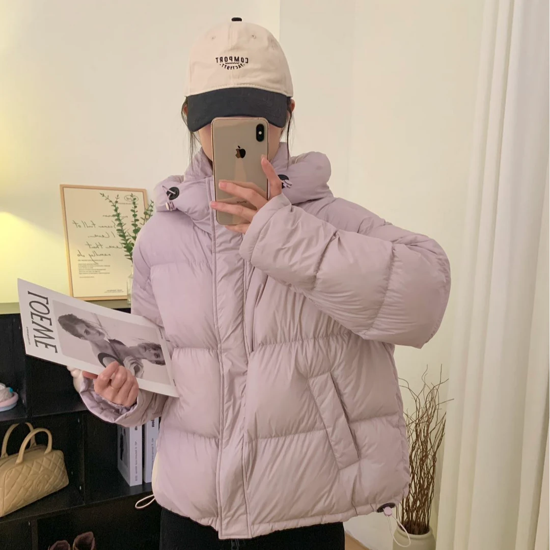 24D-011泡芙羽绒服短款连帽2024款90白鸭绒外套