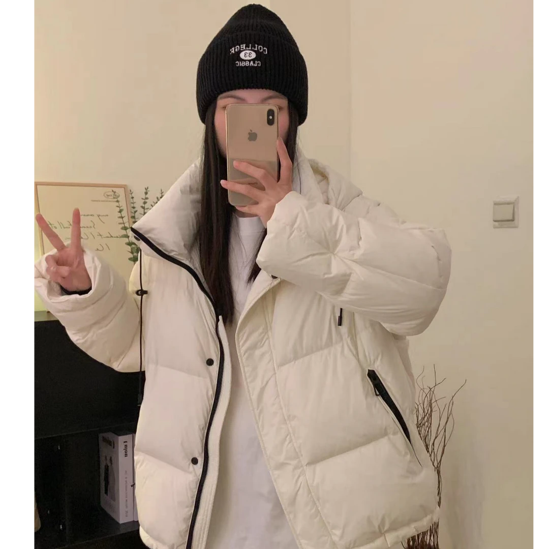 24D-048 2024冬季新款休闲宽松90白鸭绒面包服