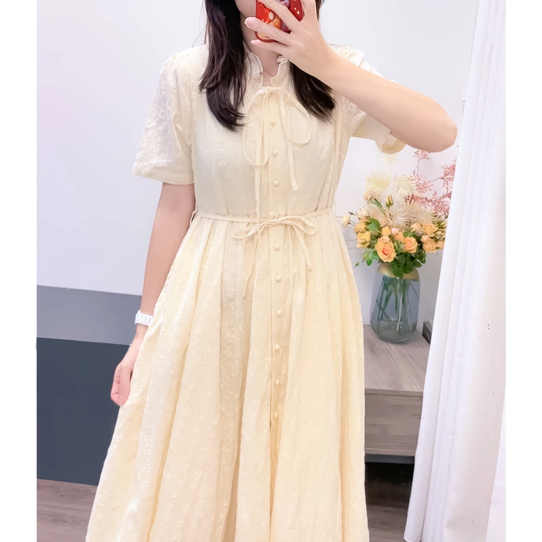 【丽可儿】韩版休闲花边领提花大摆连衣裙女夏季 DY2939
