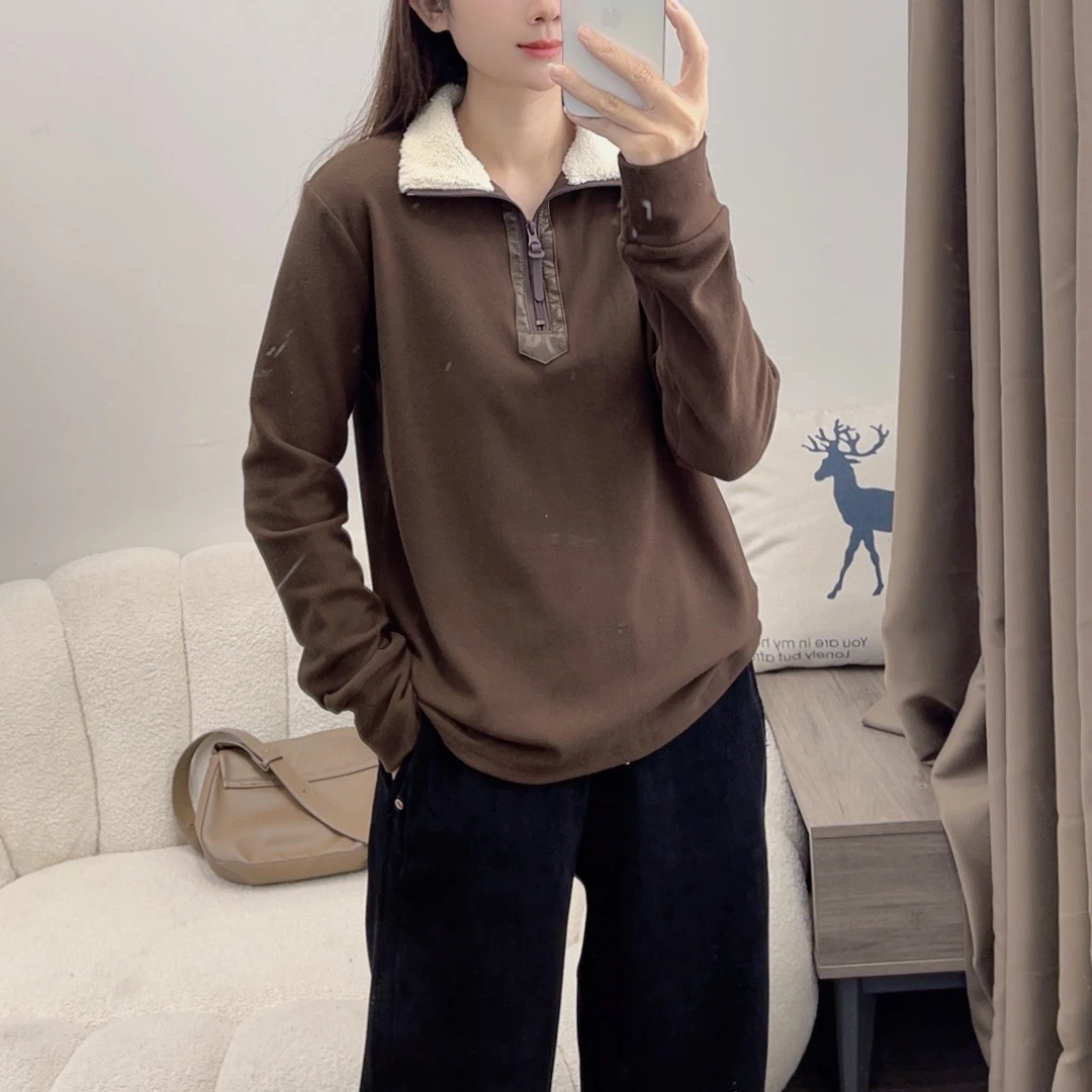 2024年冬季新款时尚保暖长袖半拉链立领打底衫洋气上衣女DYY2502