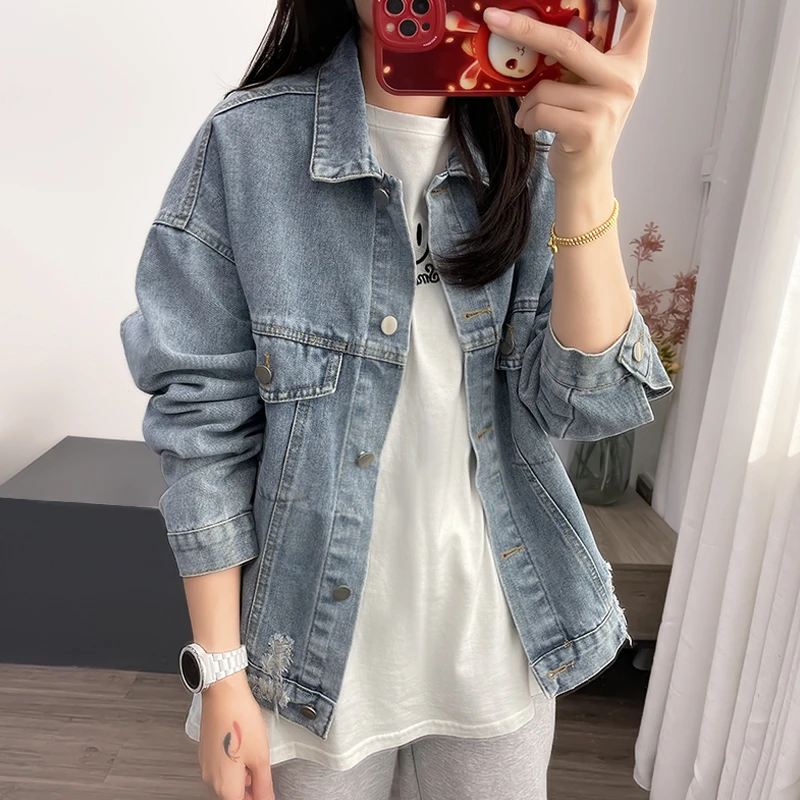 【丽可儿】不加绒韩版休闲宽松牛仔外套女秋季新品 DY2591