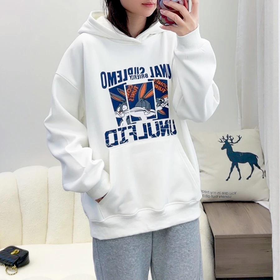 不加绒新款韩版时尚简约宽松百搭女装印花长袖卫衣女insDY3526