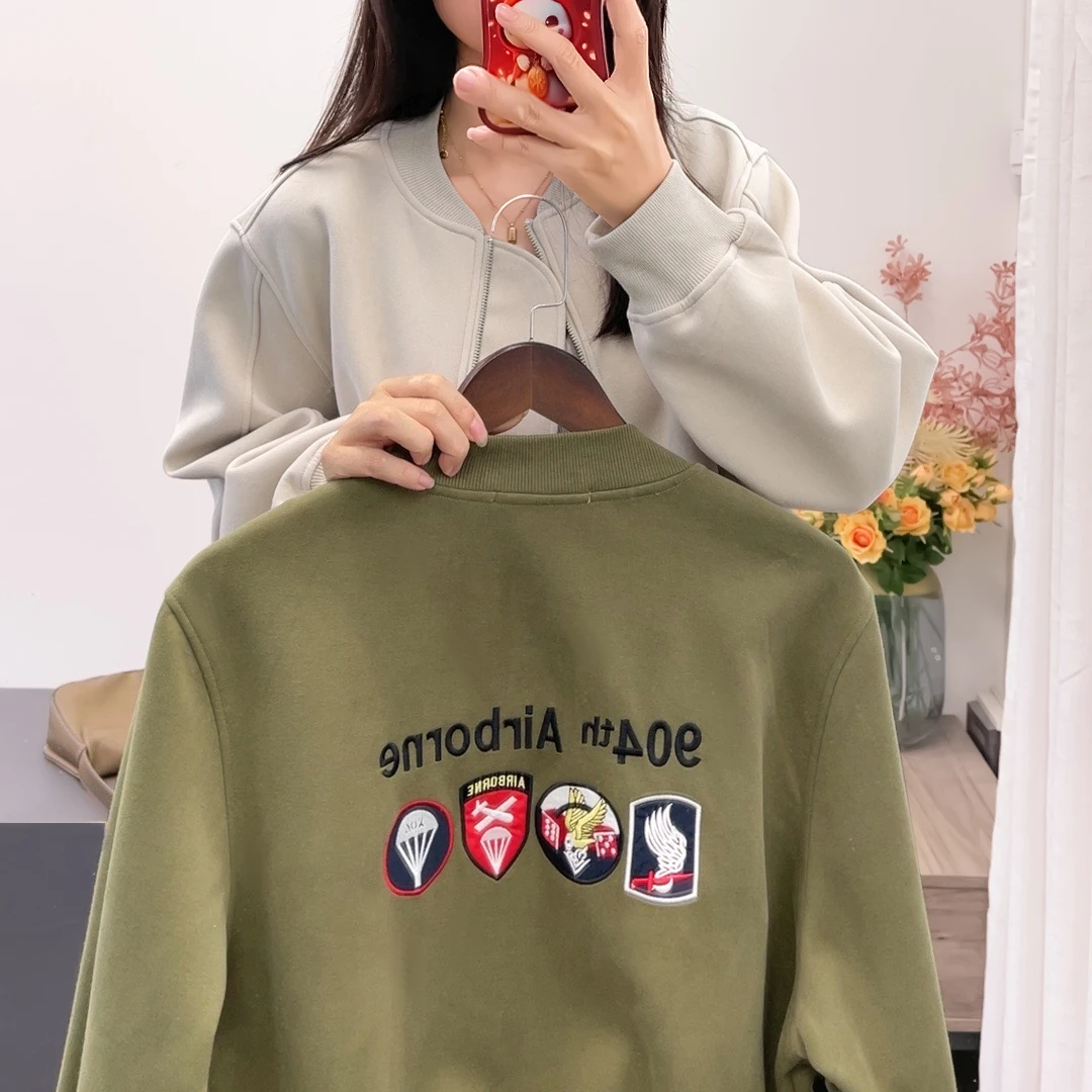 【丽可儿】不加绒韩版休闲宽松刺绣拉链外套女秋季款 DY3039