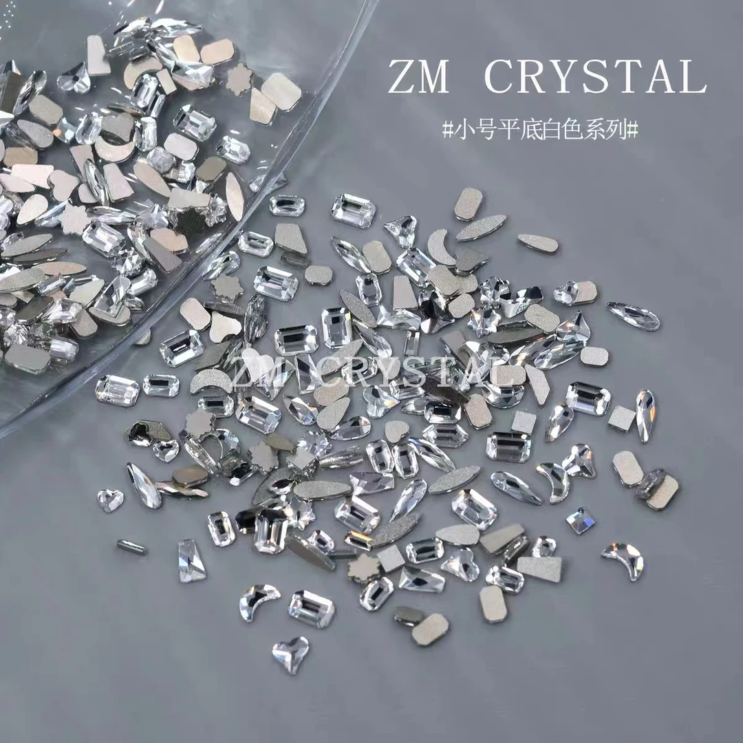 K9水晶玻璃异形混白色超闪菱形美甲款式推荐2025爆款美甲晕染液