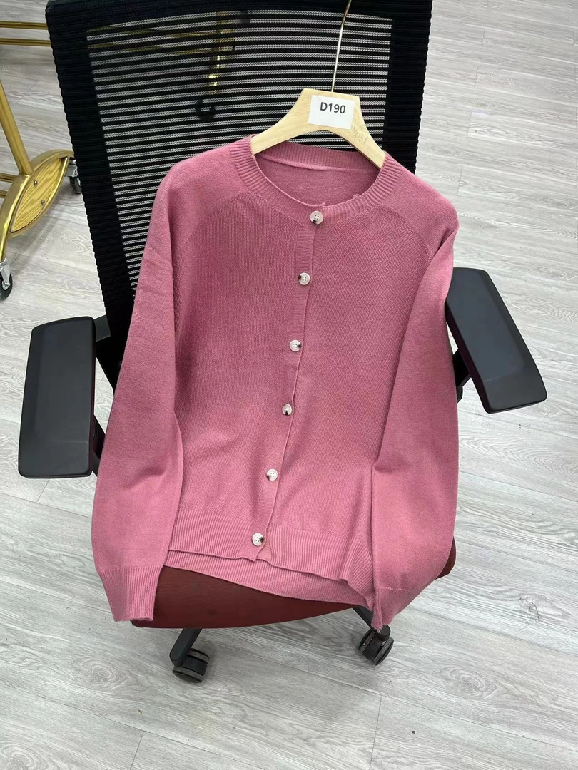 【纯色-圆领开衫】120春秋款纯色插肩袖纽扣开衫长袖