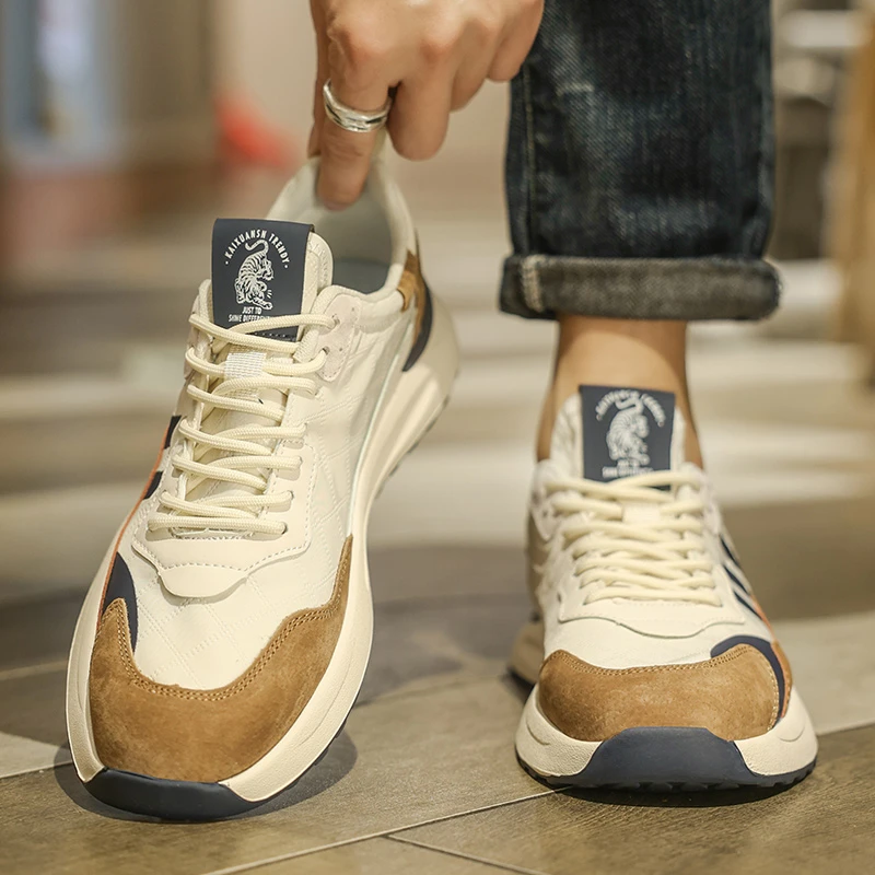 香港潮牌时尚运动男鞋阿甘鞋冬季新款男士休闲潮鞋低帮厚底老爹鞋