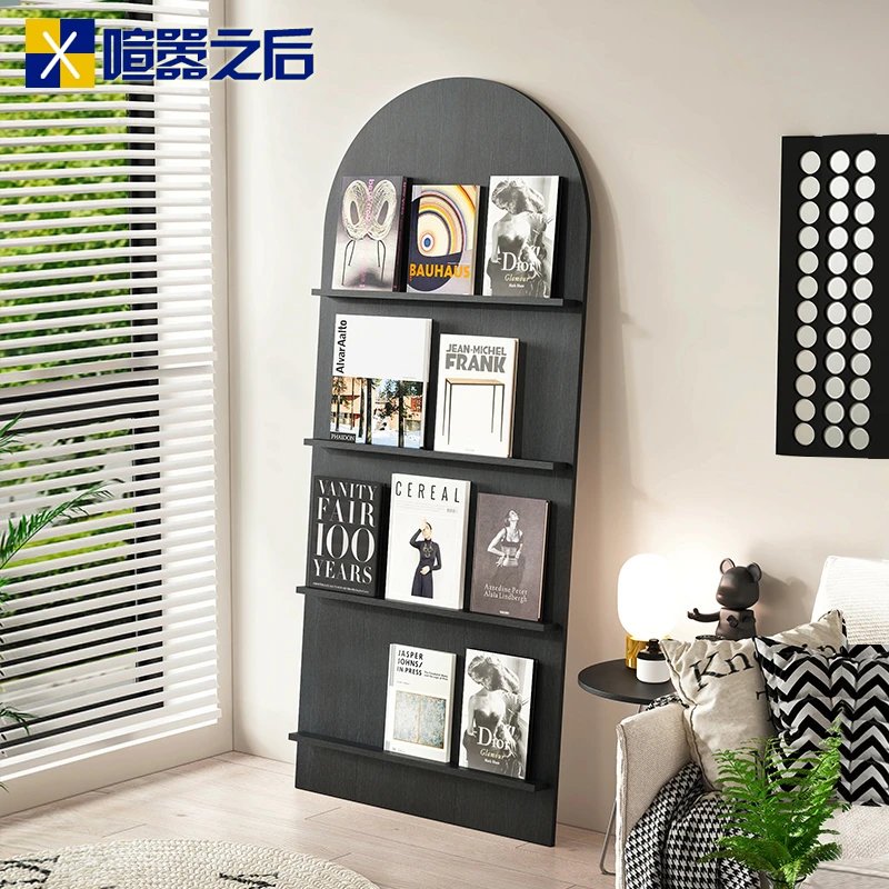 网红简易书架收纳置物架落地靠墙柜子储物柜家用客厅展示架8F41