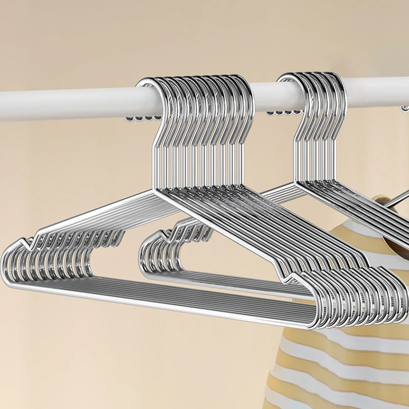 家用实心加粗不锈钢衣架无痕晾衣架阳台晾衣服衣柜挂衣架子衣服架