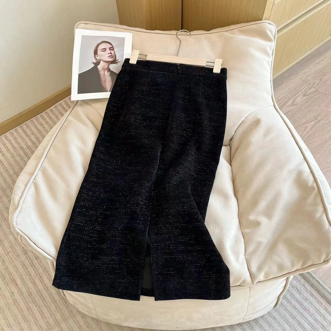 【豆子推荐】603 秋季高腰细闪显瘦半身裙拉链时尚洋气裙子休闲