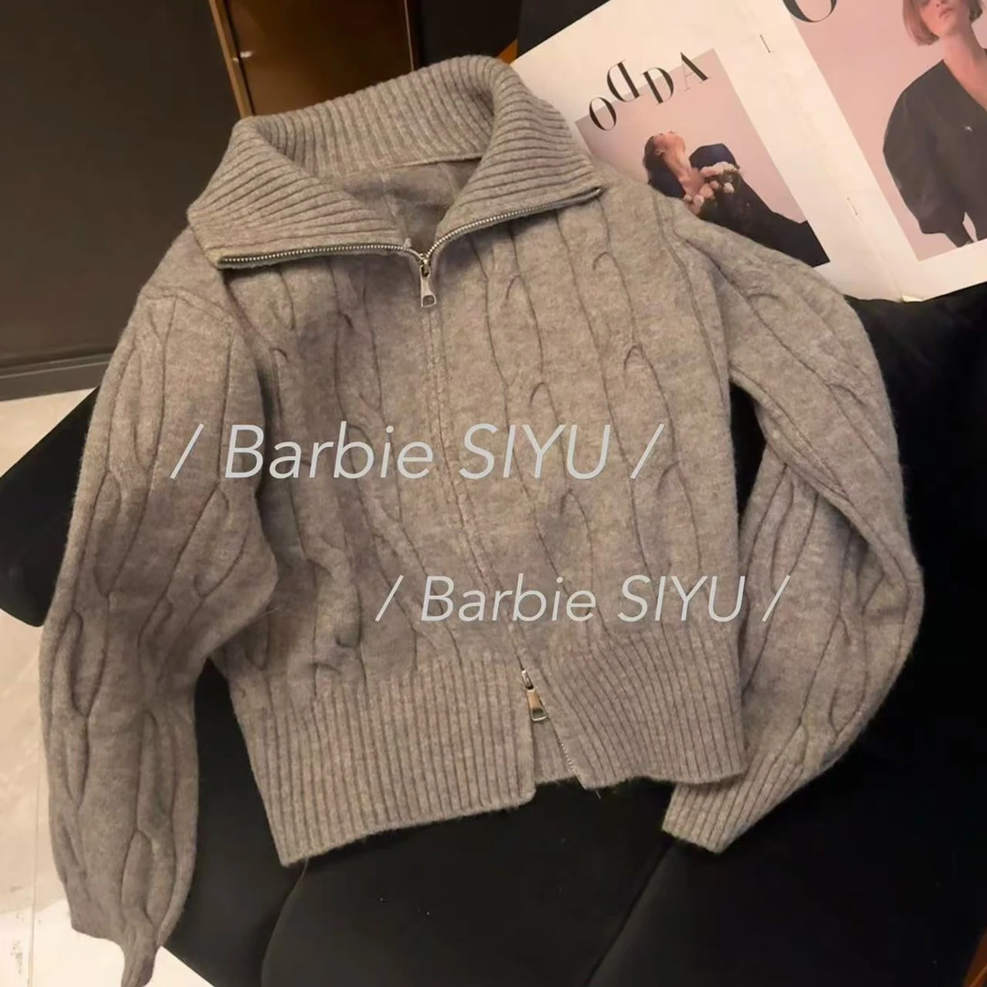 Barbie Siyu【情有独钟】7632冬季韩系纯色拉链ins风拉链高领毛衣
