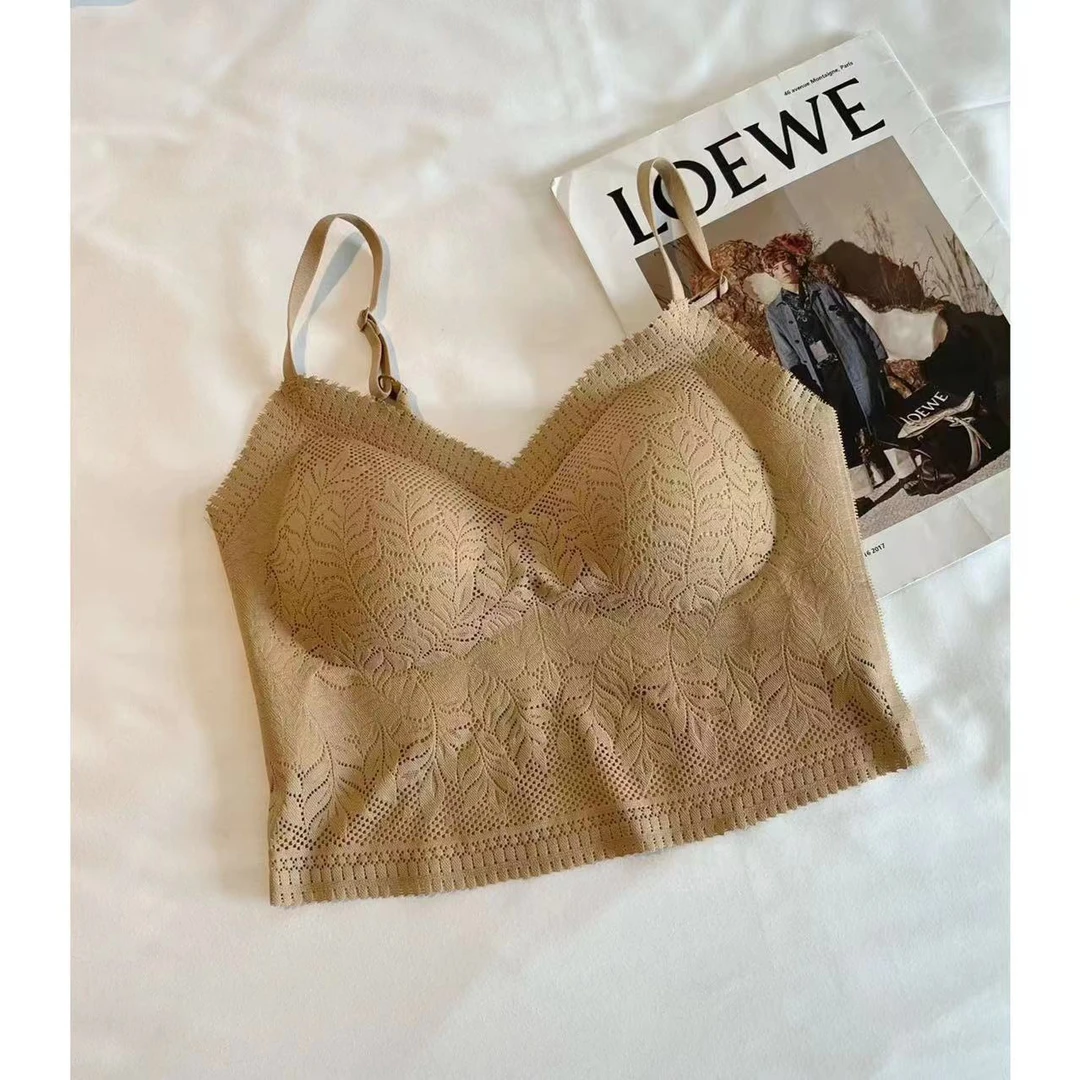 【豆子推荐】0136 夏季温柔蕾丝时尚女背心打底女士无钢圈美背