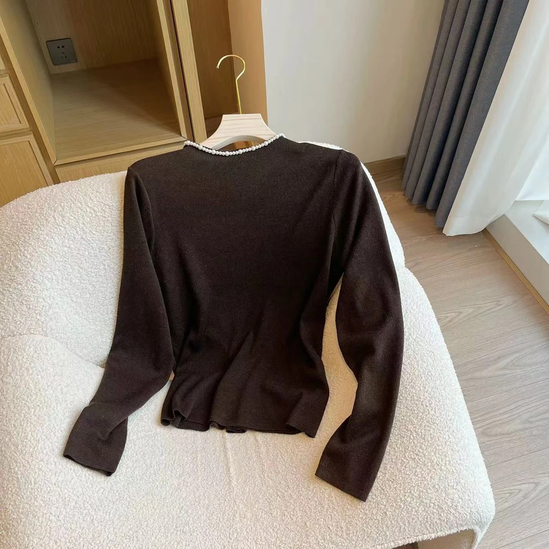 Barbie Siyu【不普通】冬季韩系串珠设计感针织毛衣长袖时尚8323