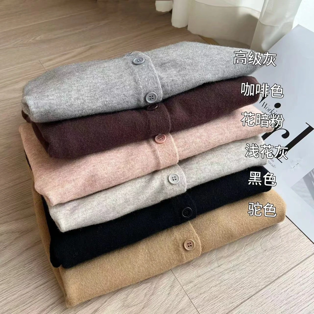 豆子推荐【加厚款】5963 秋冬慵懒风单排扣针织毛衣百搭