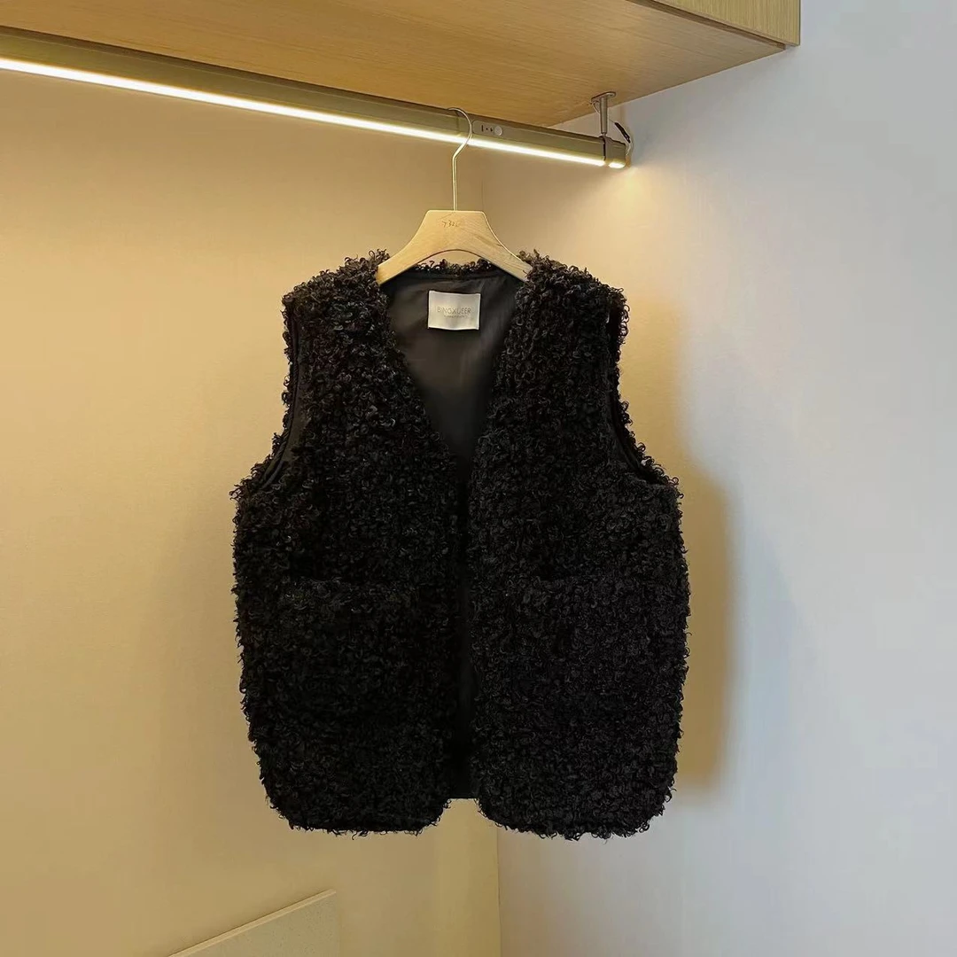 【豆子推荐】R8872 秋冬设计感毛马甲韩版气质百搭时尚