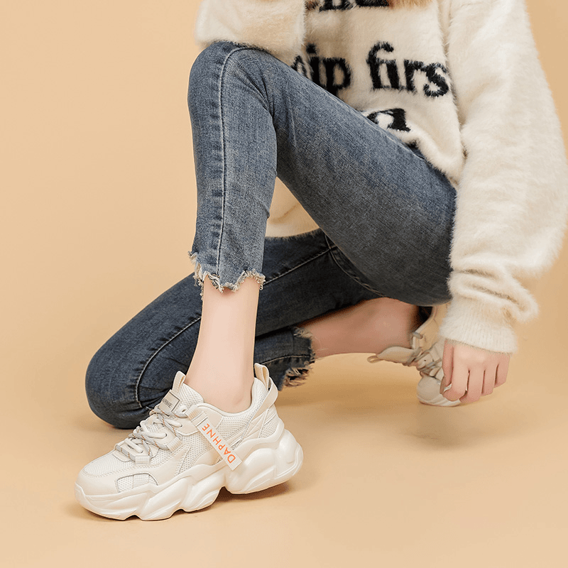 Daphne/达芙妮2024春夏新款女鞋厚底ins潮流百搭透气增高老爹鞋A