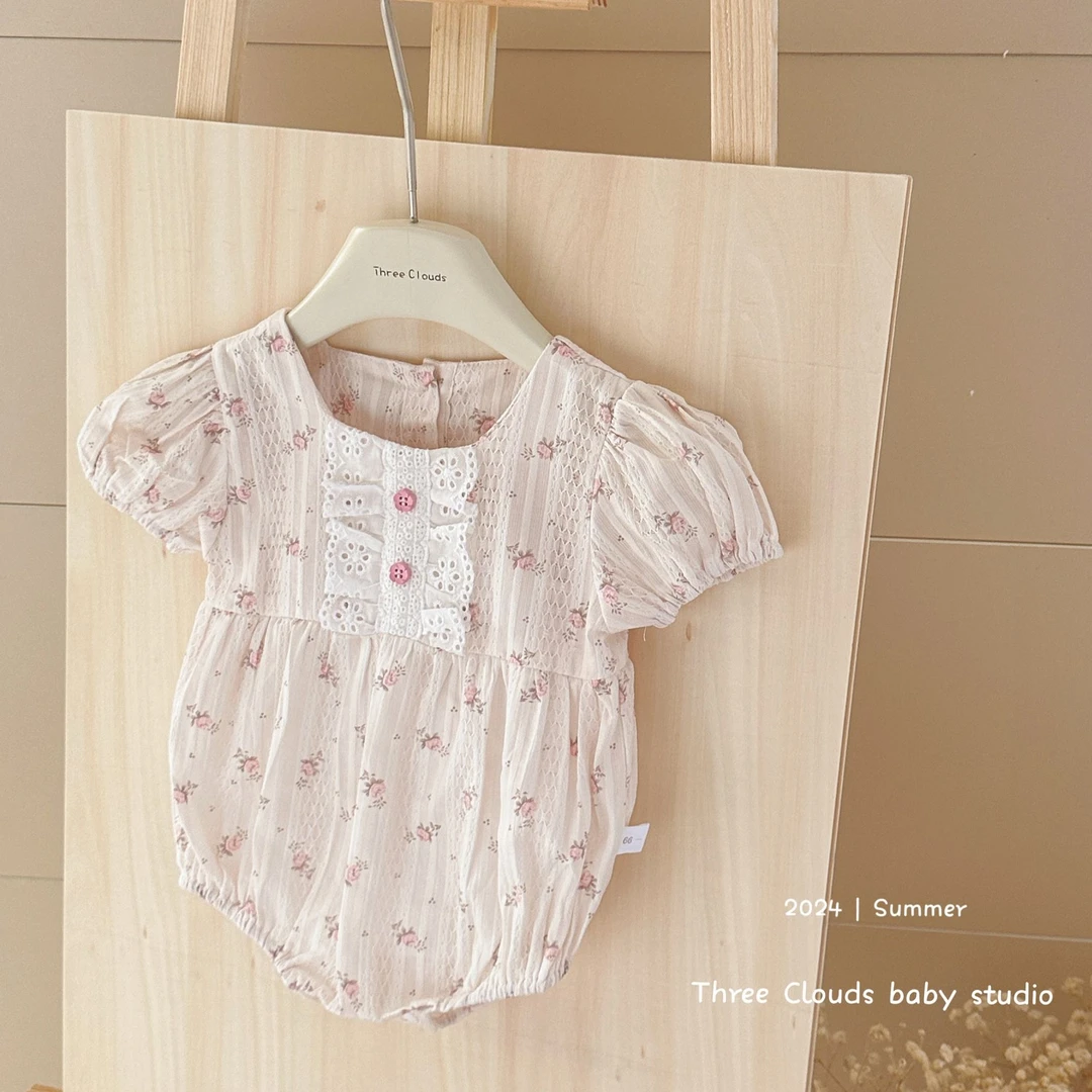 三小朵【花颜记】女宝宝婴幼儿碎花哈衣清新夏季包屁衣洋气韩版