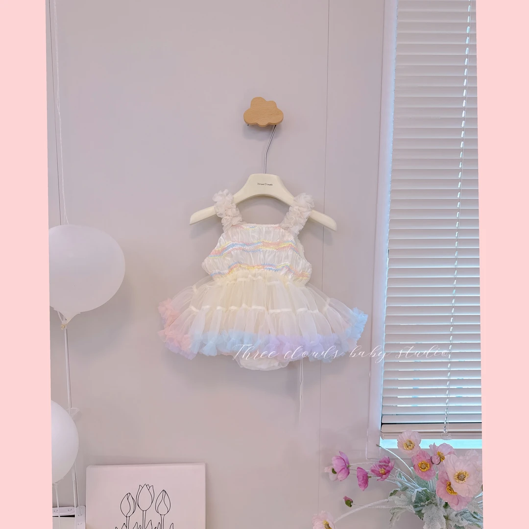 三小朵【梦幻糖果】女宝宝婴幼儿吊带tutu裙甜美公主蛋糕网纱裙哈衣