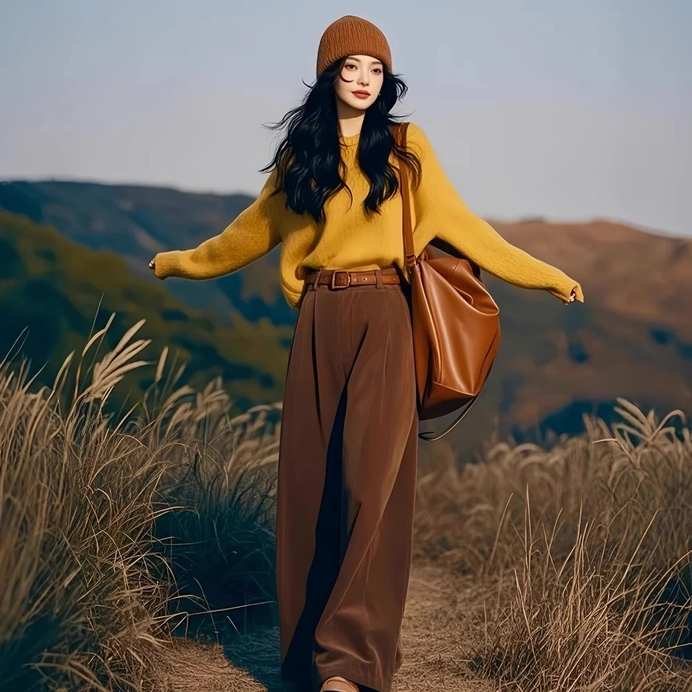 独特漂亮糖炒栗子风穿搭女装2024新款深秋初冬韩系高级感两件套装