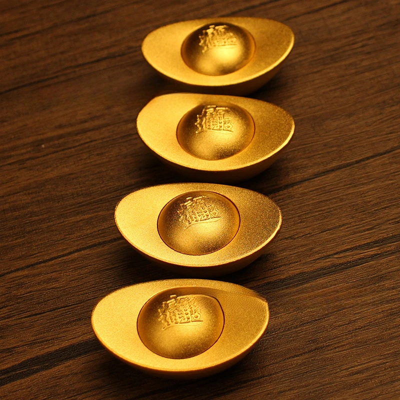 纯黄铜元宝摆件办公室客实心招米进宝铜器转转铜器金属工艺品