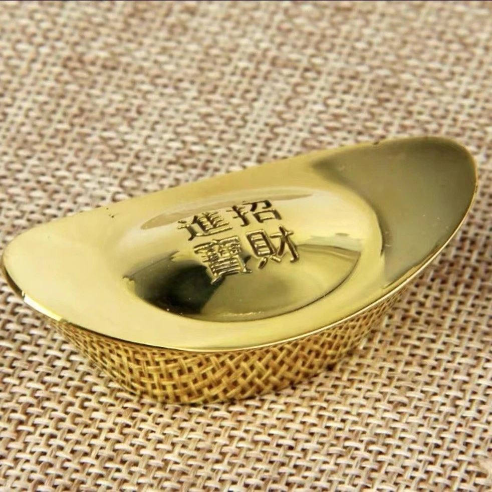 【缘】铜实心元包摆件饰品摆设工艺创意摆件金色客厅礼物金属百福