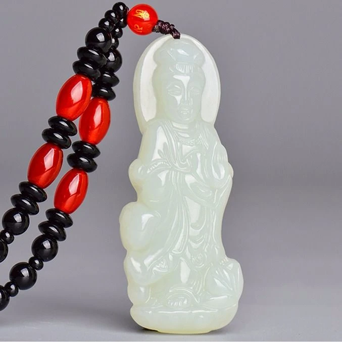 非金属陶瓷吊坠 吊坠观挂件精雕古风项链民族风项坠男女士白色