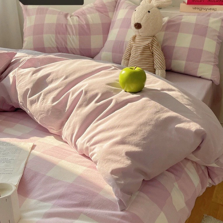 无印风格床上四件套全简约少女心单人公主风学生宿舍小清新奶绒