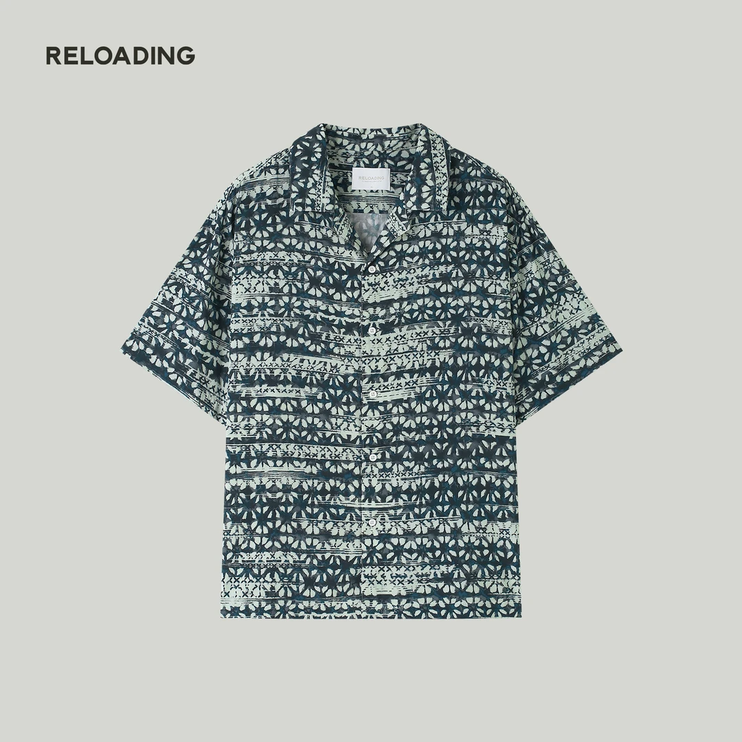 波西米亚印花l码 24111古巴领满印花短袖（不支持退换）