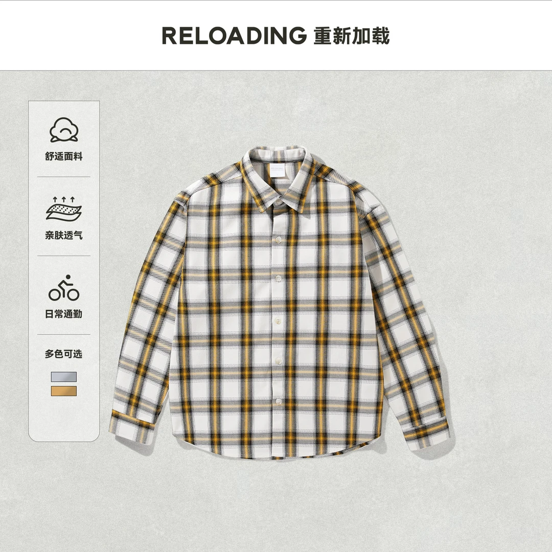【现货】重新加载 格纹美式学院复古风宽松舒适休闲衬衫