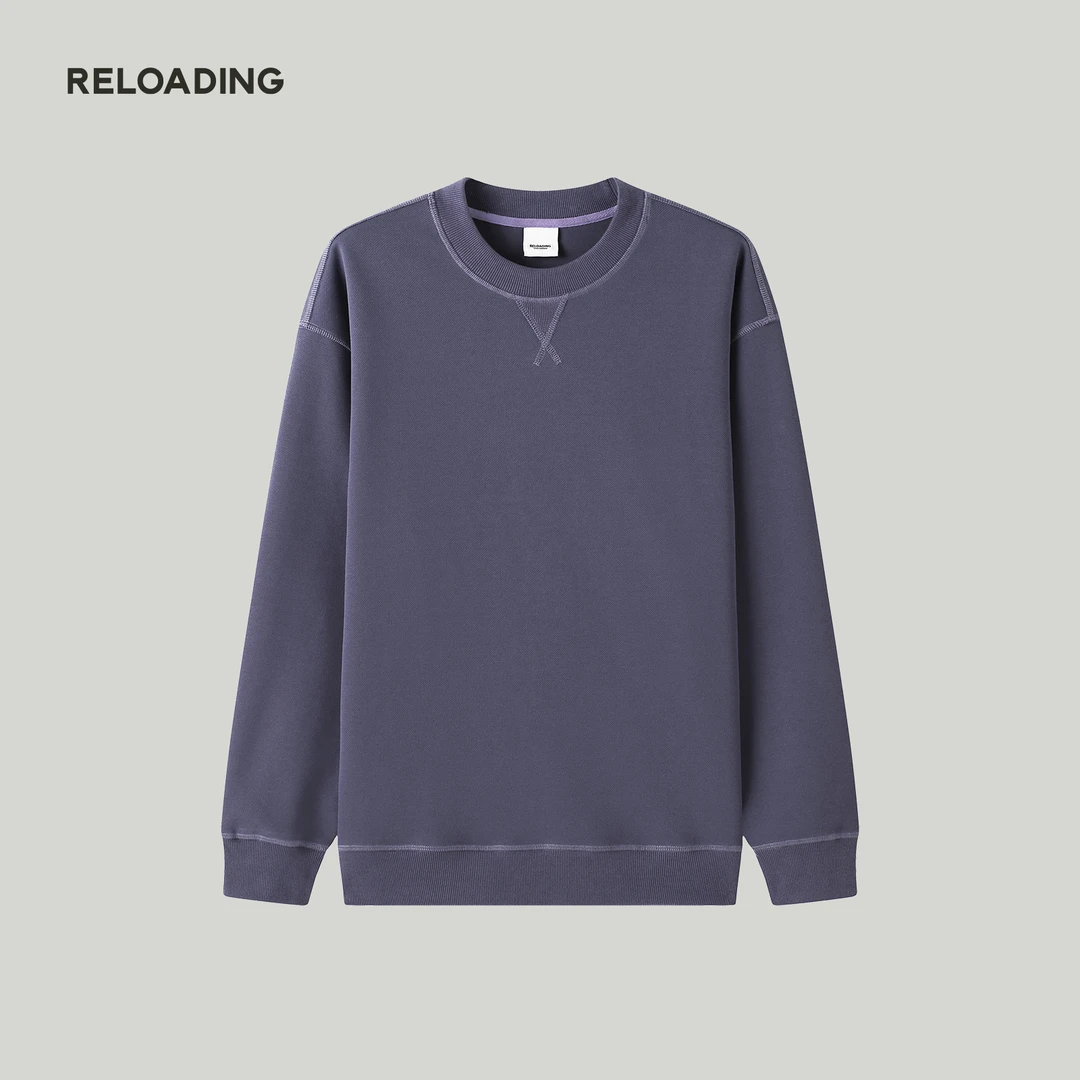 【秋季热销】重新加载 明线舒适微弹慵懒感针织圆领休闲卫衣