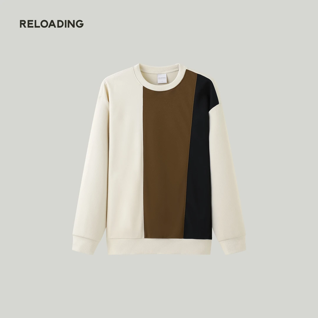 【秋款热销】Reloading重新加载 珠地网眼撞色拼接休闲百搭圆领卫衣