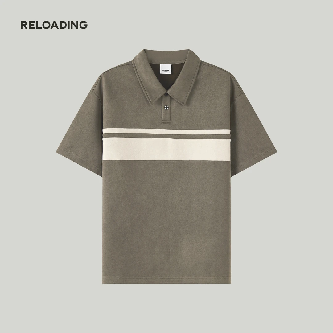 【夏季新款】重新加载 拼色条纹雾面针织拼色Polo衫男士短袖T恤