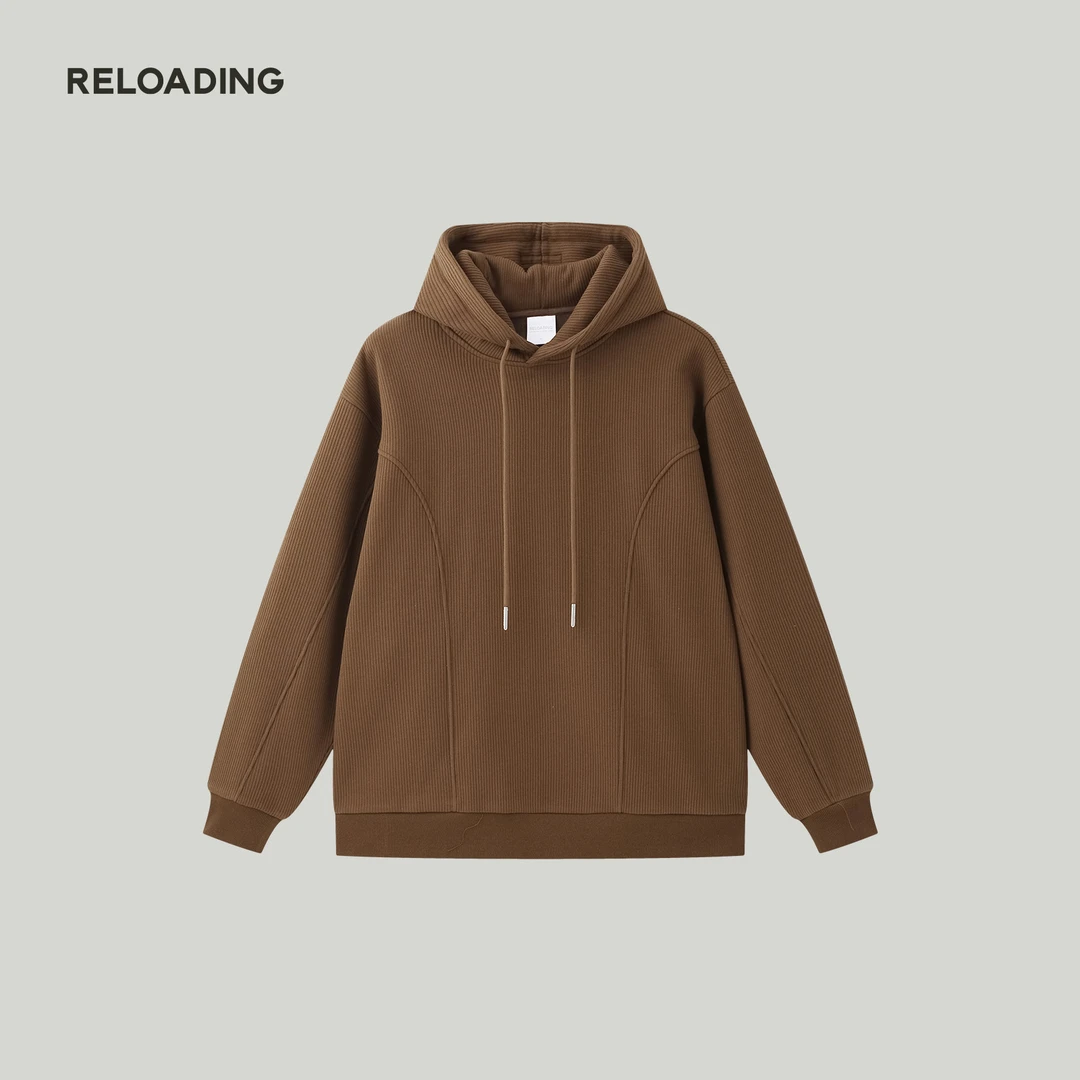 【冬款热销】重新加载 琥珀系条绒分割加绒保暖男友感穿搭连帽卫衣