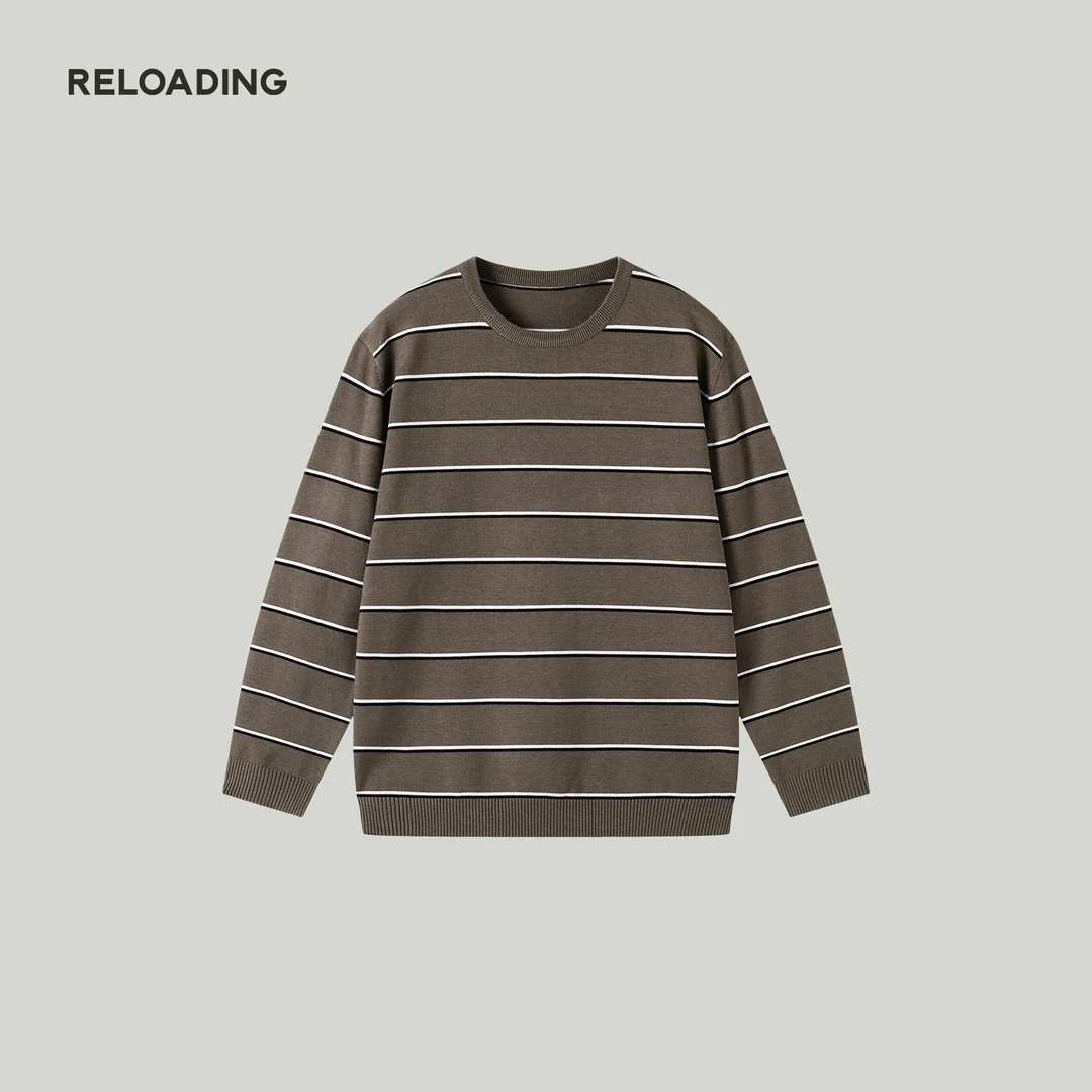 【春款热销】重新加载 经典双色条纹亲肤柔软圆领休闲毛衫