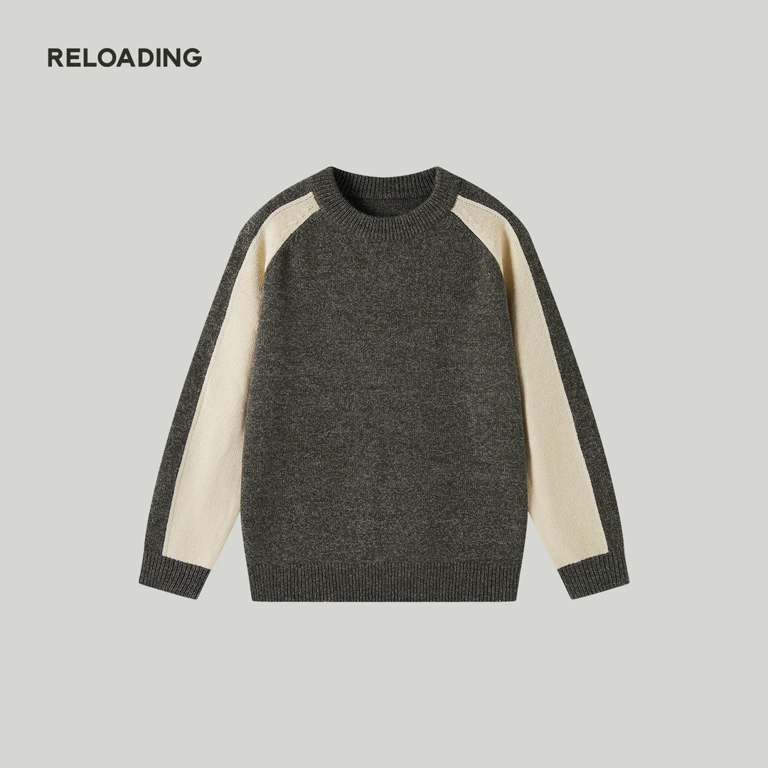 【秋款热销】Reloading重新加载 美式撞色拼接混色纱亲肤舒适针织衫