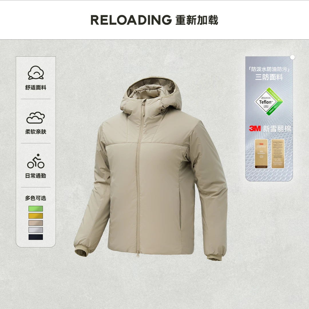 Reloading重新加载 特氟龙三防3M新雪丽棉保暖连帽棉服高级感男装