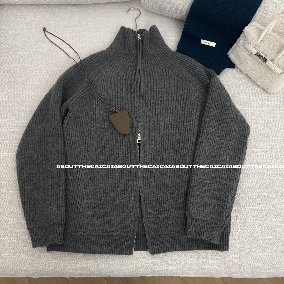 CAICAI/冬季叠穿基础百搭可翻高领加厚长袖针织毛衣外套女士-802