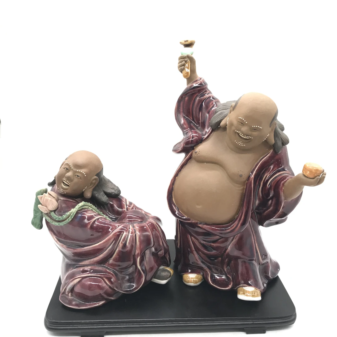 和合如意石湾陶瓷公仔人物雕塑摆件家居办公室装饰送礼高端收藏
