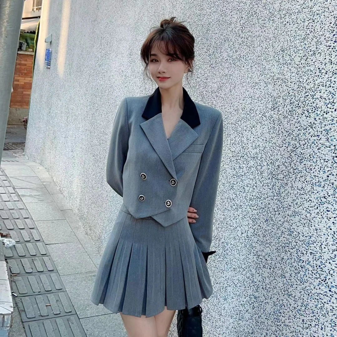 2708#小个子韩系千金套装时尚气质百搭西装半身裙时尚套装春季